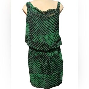 Theory Green and Black Patterned Dress